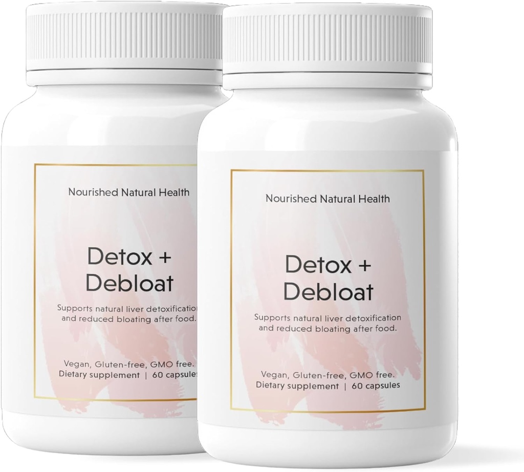 Nourished Natural Health Detox + Debloat - Milk Thistle & Dandelion Root Vegan Ergänzung für Frauen - Bloating Relief & Digestion Support - 120 Kapseln