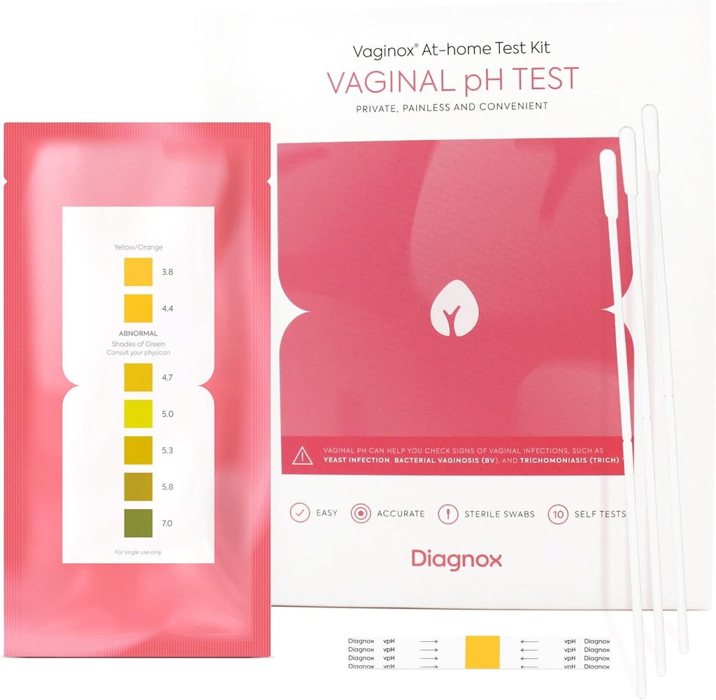 DIAGNOX HEALTH Frauen Vaginal pH Test Kit | Sterile Swabs | Home Hefe Infektion Test & BV Teststreifen | Schnelle, genaue, klinische Grad pH Balance Home Test | FSA/HSA Eligible (Pack von 10)
