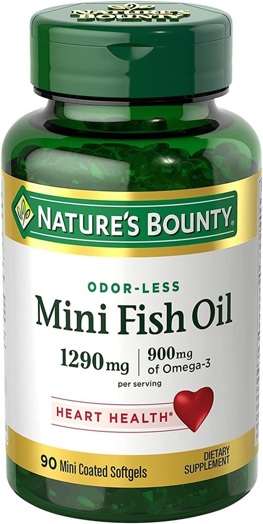 Fischöl 1290 mg, Mini Odorless Softgels, 2 Flaschen (90 Count)