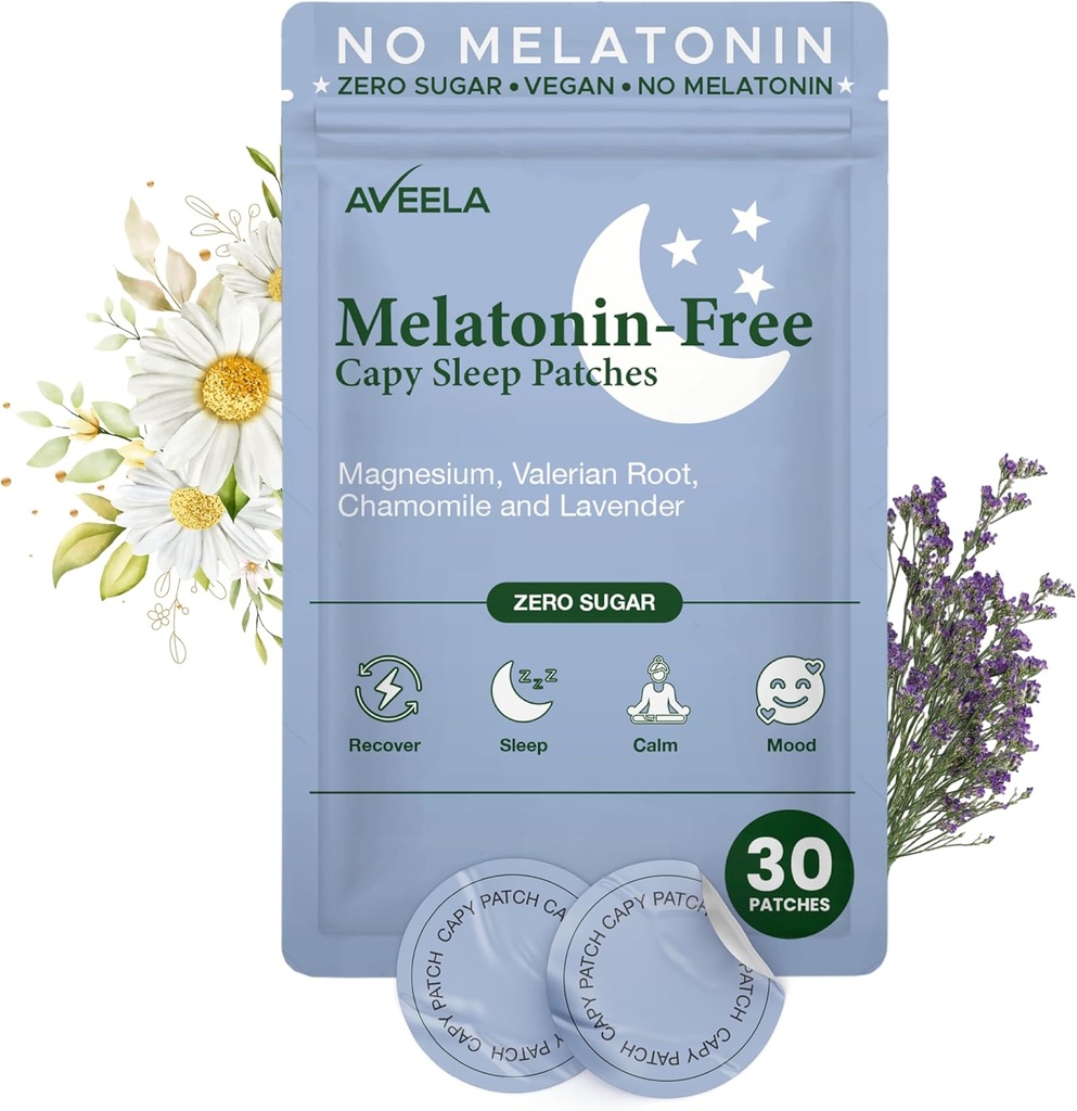 AVEELA Melatonin Kostenlose Schlaf-Patches für Erwachsene | Natürliche Schlafhilfe | Beruhigen und entspannen Patch, um besser schlafen | Toxin-freie Schlaf-Gerät, um Qualität Schlaf zu unterstützen und Fett zu reduzieren