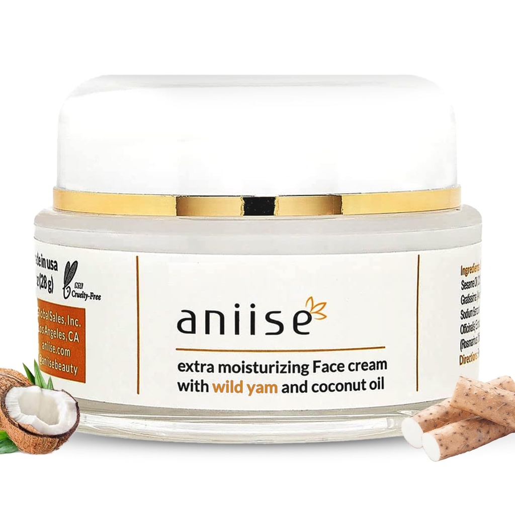 Wild Yam Extra Moisturizing Gesichtscreme mit Kokosöl - Wild Yam Cream für Menopause & Menstrual Relief - Stabilisiert Hormonspiegel - Anti-Aging Cream für sehr trockene Haut - 1 Unze