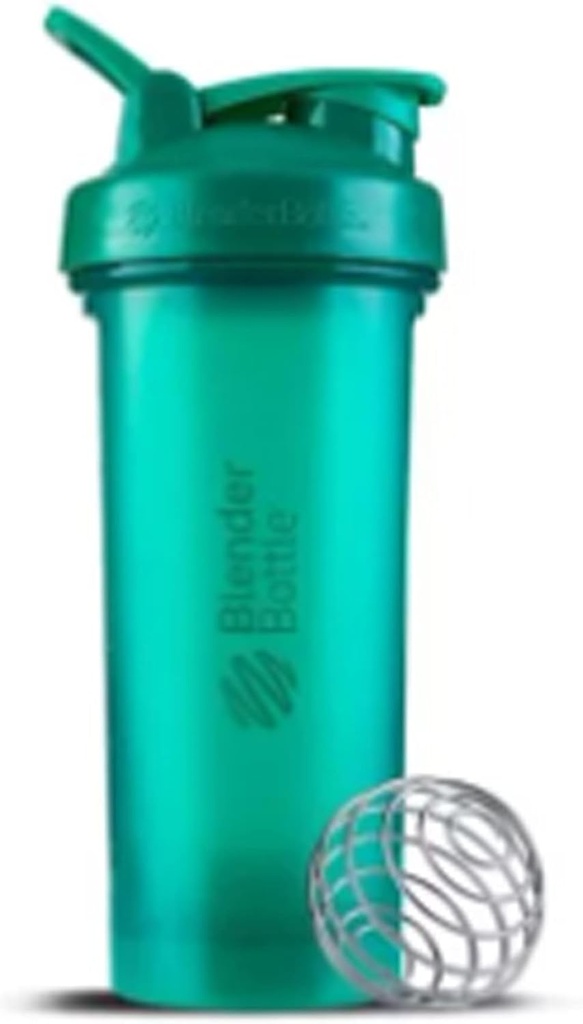 BlenderBottle Shaker Bottle mit Pill Organizer und Storage für Protein Powder ProStak System, 22-Ounce, Teal