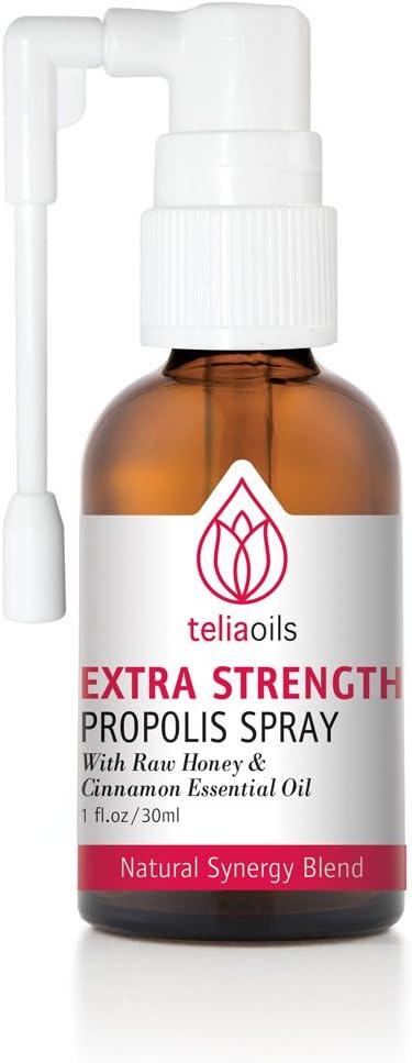 Teliaoils Propolis Spray Body's Defense Support, Beruhigende Cough & Sore Throat, helfen Mund Reizungen, Erkältungen, 100% natürlich, mit Honey & Cinnamon Essential Oil.