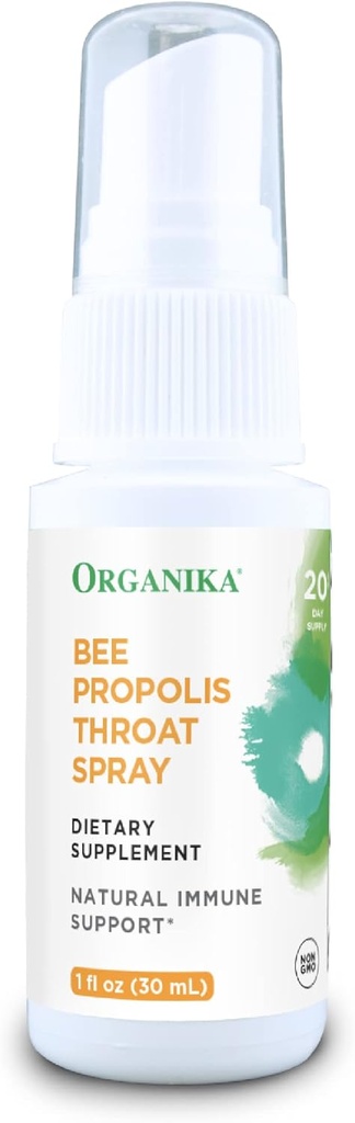 Organika Bee Propolis Throat Spray – Natürliche Immununterstützung und Sore Throat Relief – Glutenfrei, Antioxidans Supplement - Alkoholfreie Flüssigkeit, 1 Unze