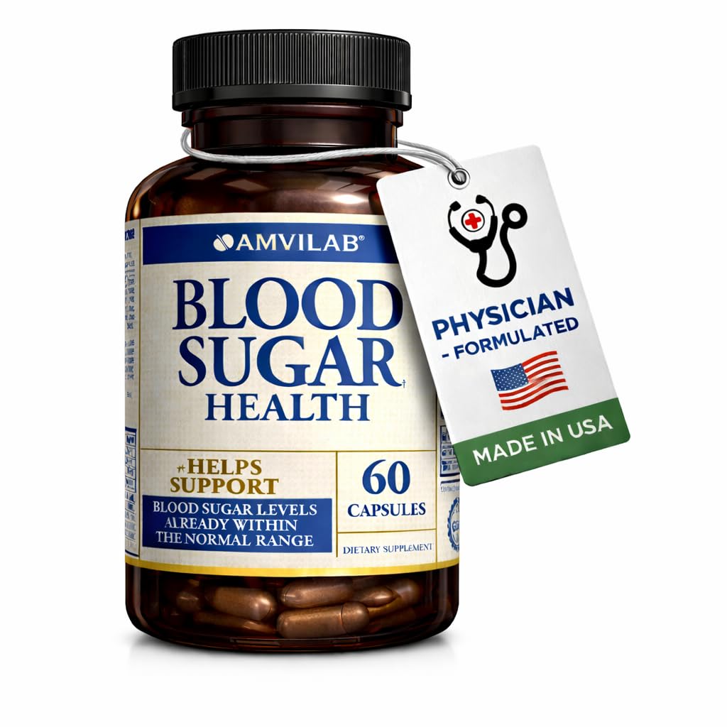 Blutzucker-Gesundheit Natürliche 20 Kräuter und Vitamine mit Zimt, Alpha-Liposäure zur Unterstützung von Gesundheit, Non-GMO, für Männer Frauen, unterstützt gesunde Energie Levels - 60 Kräuter Pillen - 30 Tage Versorgung