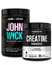 Jacked Factory X John Wick - Wick Mode Pre Workout Powder (Baba Yaga Blue Raz, 40 Servierungen) & Kreatin Monohydratpulver (Unflavored, 30 Servierungen)