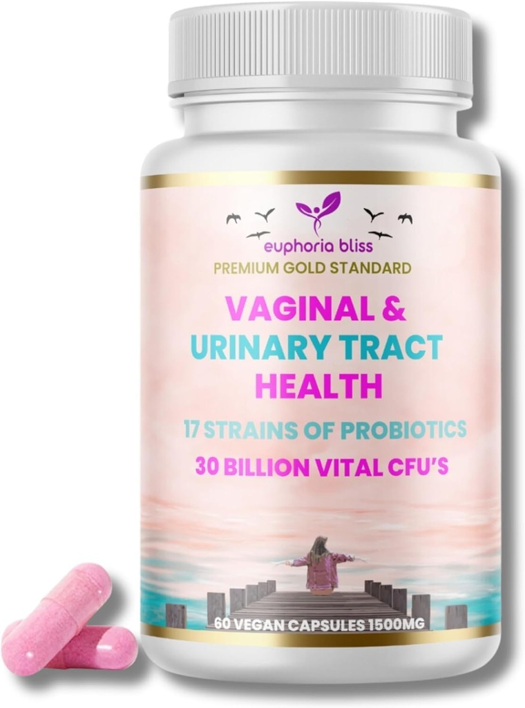 Vaginale Probiotika für Frauen pH Balance, Prebiotics & Probiotic Blend, natürliche Vaginale Gesundheit & Urinary Tract Supplement mit Cranberry, Knoblauch &amp; Mehr, Für gesunde Vaginal Flora & Odor, 60 Vegan Caps