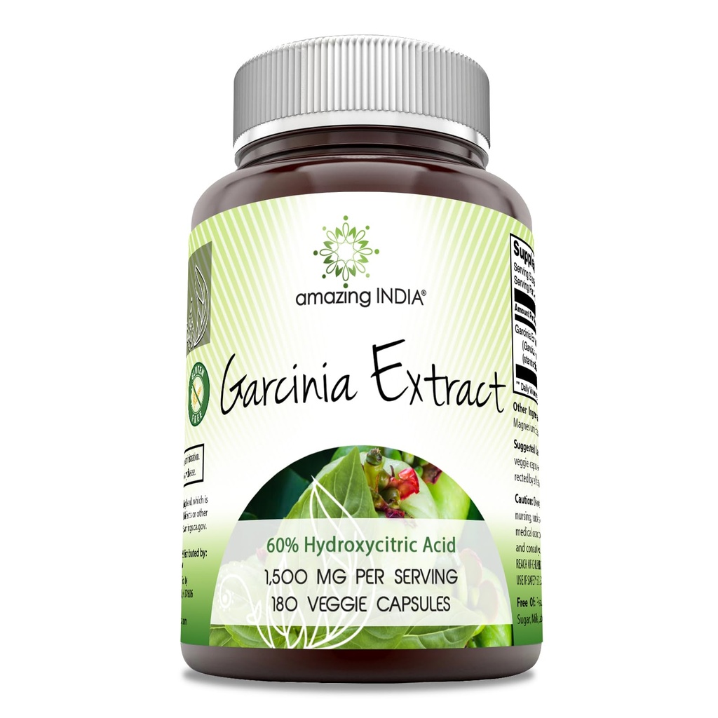 Erstaunlich Indien Garcinia Extrakt Ergänzung | 1500 mg pro Servieren | 180 Veggie Kapseln | Non-GMO | Gluten Free | Made in USA