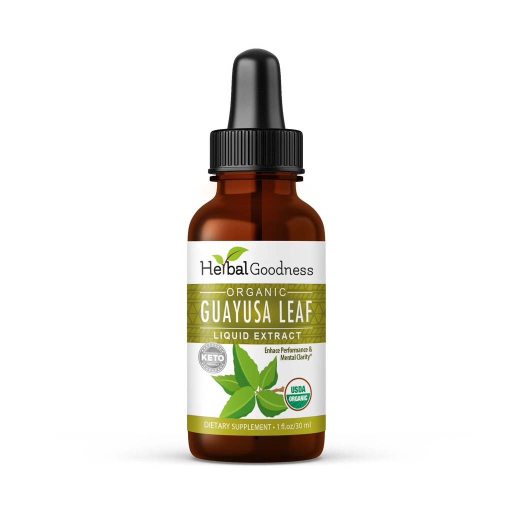 Guayusa Blatt Extrakt Gehirn Fokus - Natürliche Koffein Stamina Getränke Energie Supplement, Kaffee Alternative, Stress Relief - Bio Kosher 1oz Flasche - Kräuter-Güte