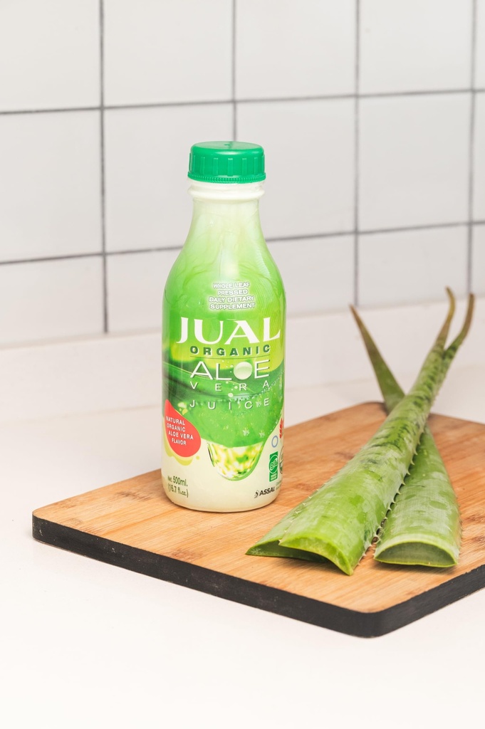 JUAL 100% reines organisches Aloe Vera Juice – Zero Sugar, Aloin-Free – Natürliches Flavor – Vegan Detox Functional Beverage – 16.7 Fl Oz (500ml)
