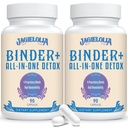 All-In-One Detox Binder Supplement 1500 MG - Hohe Bioverfügbarkeit, Liver Gut Detox Cleanse mit aktivierter Charcoal, Zeolite & Bentonit Clay für Toxine, Leber, Verdauung, 180 Vegan Kapseln