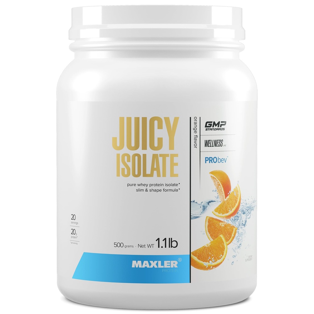 Maxler Juicy Isolate Protein Pulver - Klare Whey Isolate - Low Lactose, fettfrei, Sugar Free Muscle Recovery Drink für Pre & Post Workout - 90% Protein pro Servierung - Orange 1,1 lb (20 Servierungen)