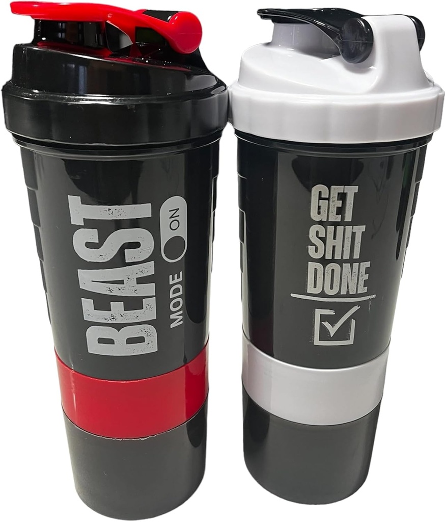 Generische Protein Shaker Bottle - ShakePro16oz BPA-freie Shaker Bottle mit Leak-Proof Storage für Pulver/Pills - Ideal für Fitness und Fitness