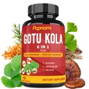 Bio Gotu Kola Extrakt Kapseln mit Reishi, Cordyceps, Rosmarin, Gingko Biloba & Valerian Root - 90 Zähler für 3 Monate - Unterstützt Gehirn, Immunität, Haut und Herzgesundheit