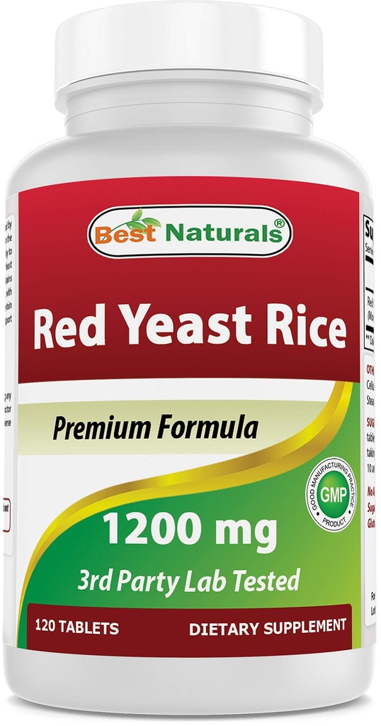 Best Naturals Red Yeast Rice 1200 mg (Non-GMO) 120 Tabletten - Nicht bestrahlt, Citrinin frei
