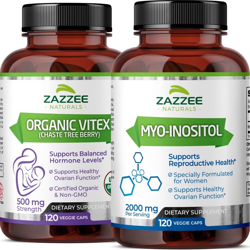 Zazzee Myo-Inositol Kapseln und USDA Bio Vitex Kapseln, Vegan, Non-GMO und All-Natural