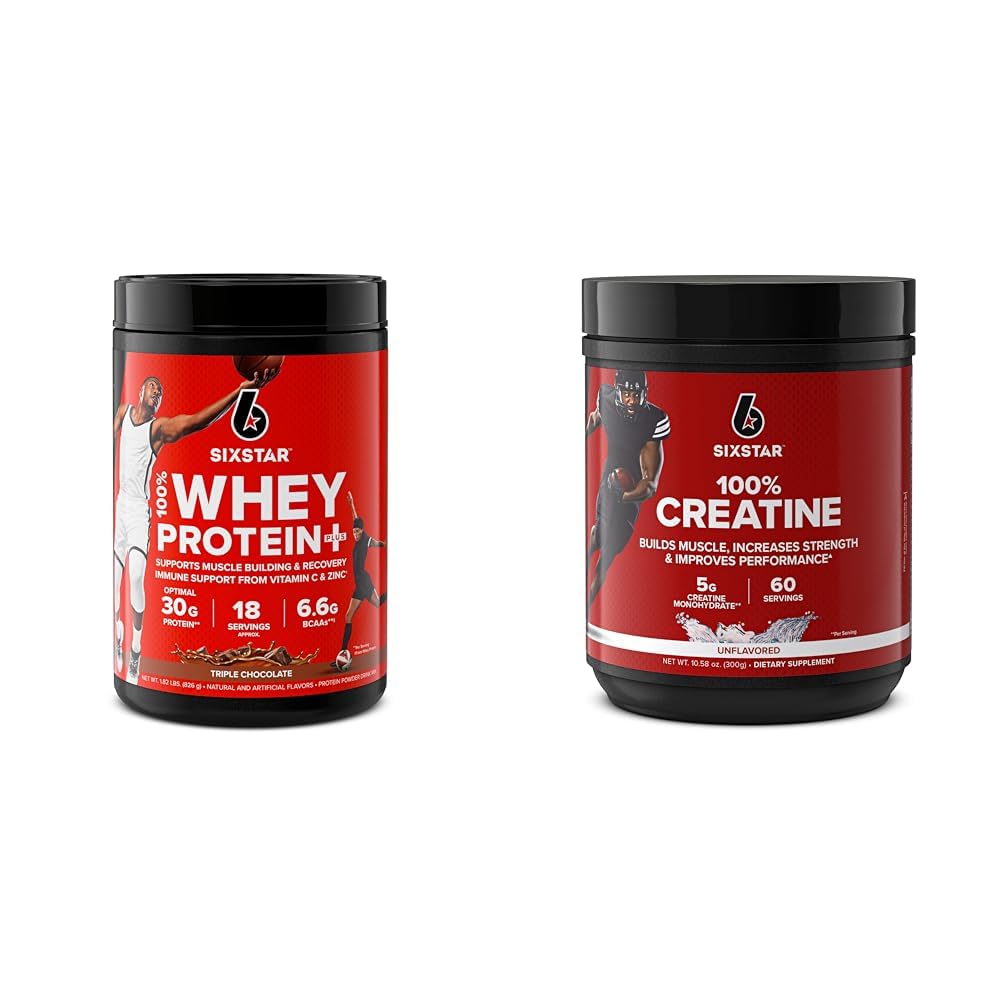 Six Star Elite Series 100% Whey Protein Plus Triple Schokolade 1.8lbs und 100% Kreatin Monohydrat Pulver Unflavored 60 Servierungen