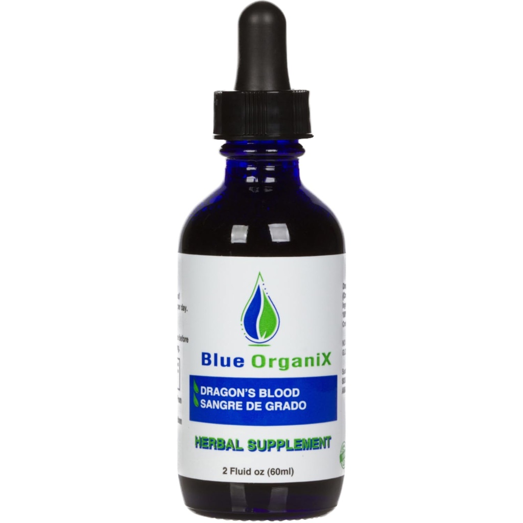 Blue Organix Receding Gums Support Dragon's Blood 2 Oz Liquid Sangre de Grado, 100% Raw Croton Lechleri, Sangre de Drago, 1 Bottle