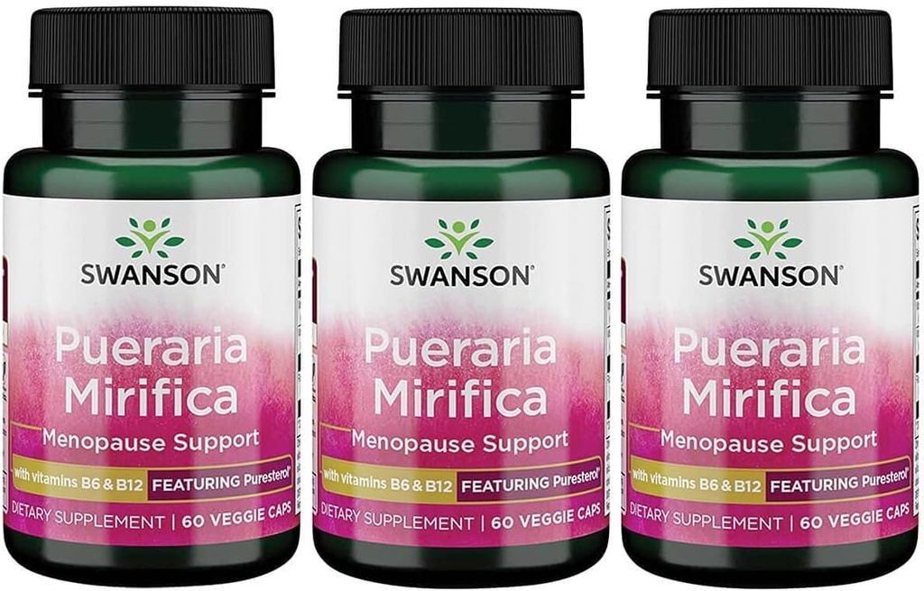 Swanson Pueraria Mirifica mit B6 '&' B12 - Mit Puresterol 60 Veg Caps 3 Pack