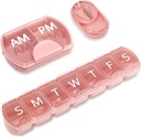 3 Pack (Weekly & Daily), 2 Mal pro Tag (AM/PM) + 7-tägige Pille Organizer + Pille Cutter, Vitamin Planner, Große Kapazität Pille Box Set, Reise Pille Fall für Vitamine /Fische Öle / Ergänzungen, Rosa