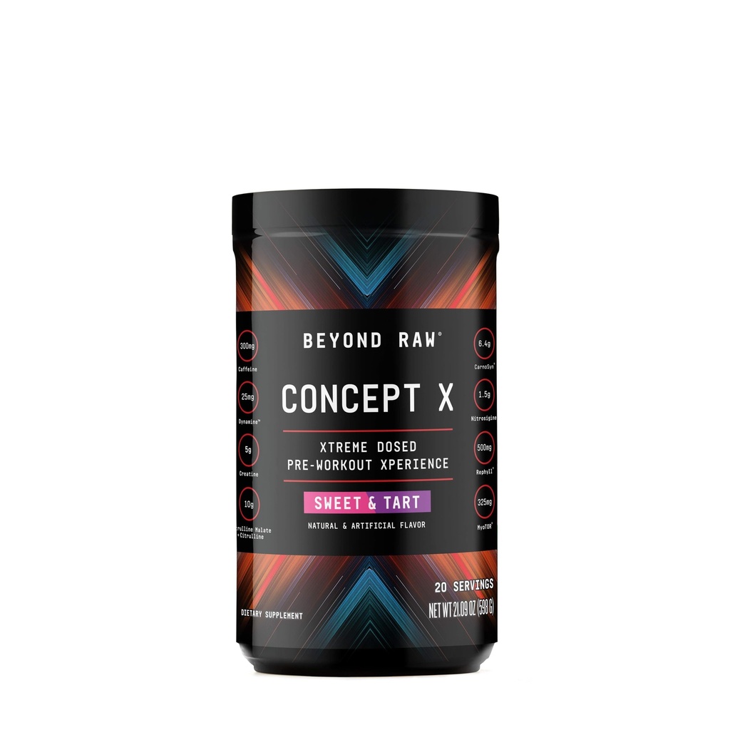 BEYOND RAW Concept X, Clinical Dosed Pre-Workout Powder, Enthält Koffein, L-Citrulline, Kreatin und Beta-Alanin, Sweet & Tart Flavor, 20 Portionen
