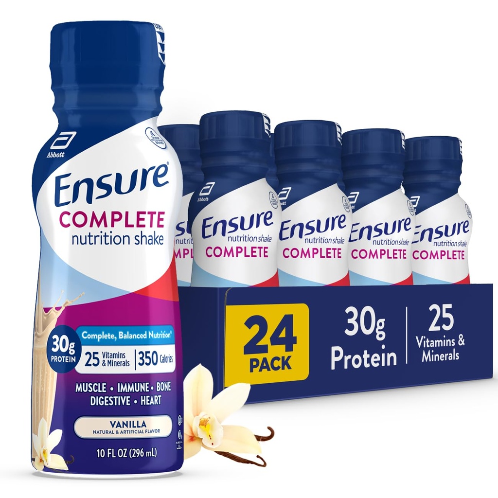 Vergewissern Sie sich COMPLETE Vanilla Nutrition Shake, Complete, Balanced Meal Ersatz, Ready To Drink, 30g Protein, 25 Vitamine & Minerals, 10 fl oz – 24 Pack