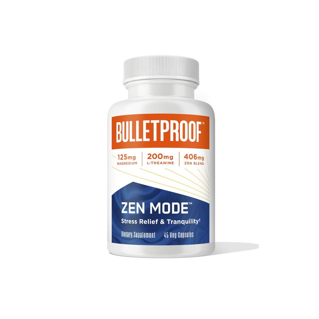 Bulletproof Zen Mode Stress Relief und Stille Kapseln, 45 Zähler, Ergänzung für Ruhe und Entspannung