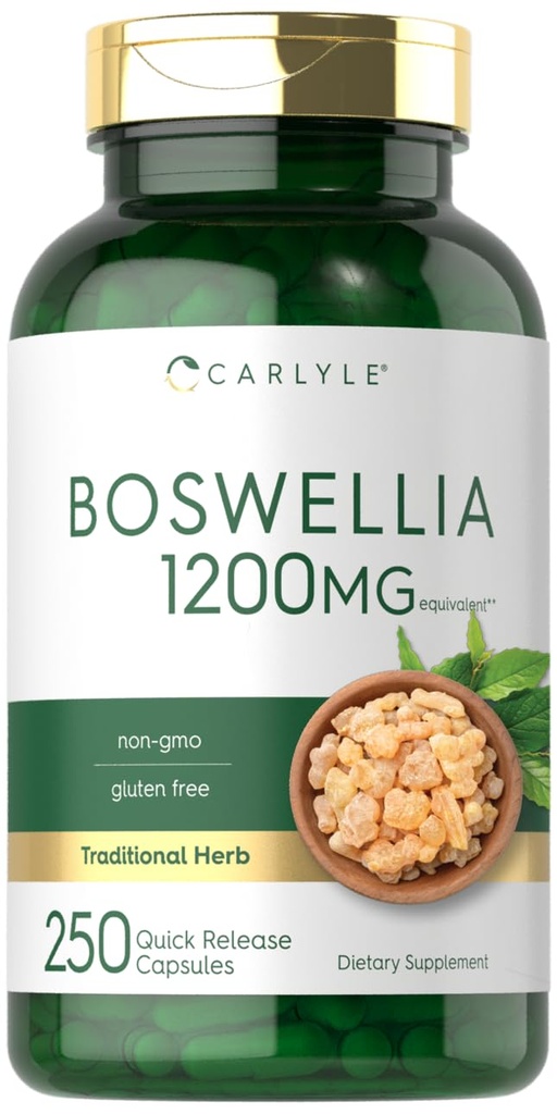 Carlyle Boswellia Extrakt Kapseln | 250 Count | Boswellia Serrata Complex mit schwarzem Pfeffer Extrakt | Non-GMO, Glutenfreie Ergänzung