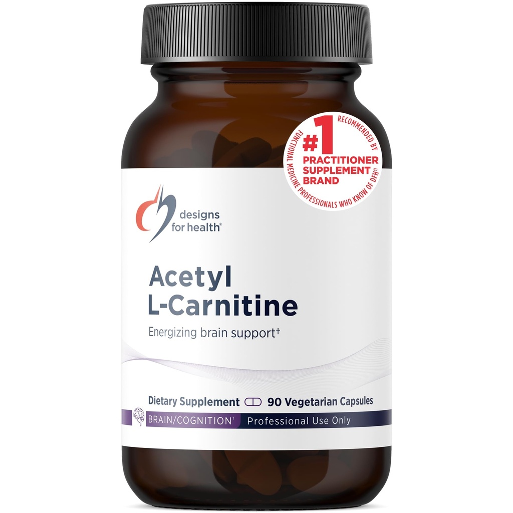 Designs für Gesundheit Acetyl L-Carnitin-Kapseln 800mg - Energizing Brain Support - Nicht-GVO, vegetarisches Acetyl L-Carnitin HCl Supplement (90 Kapseln)
