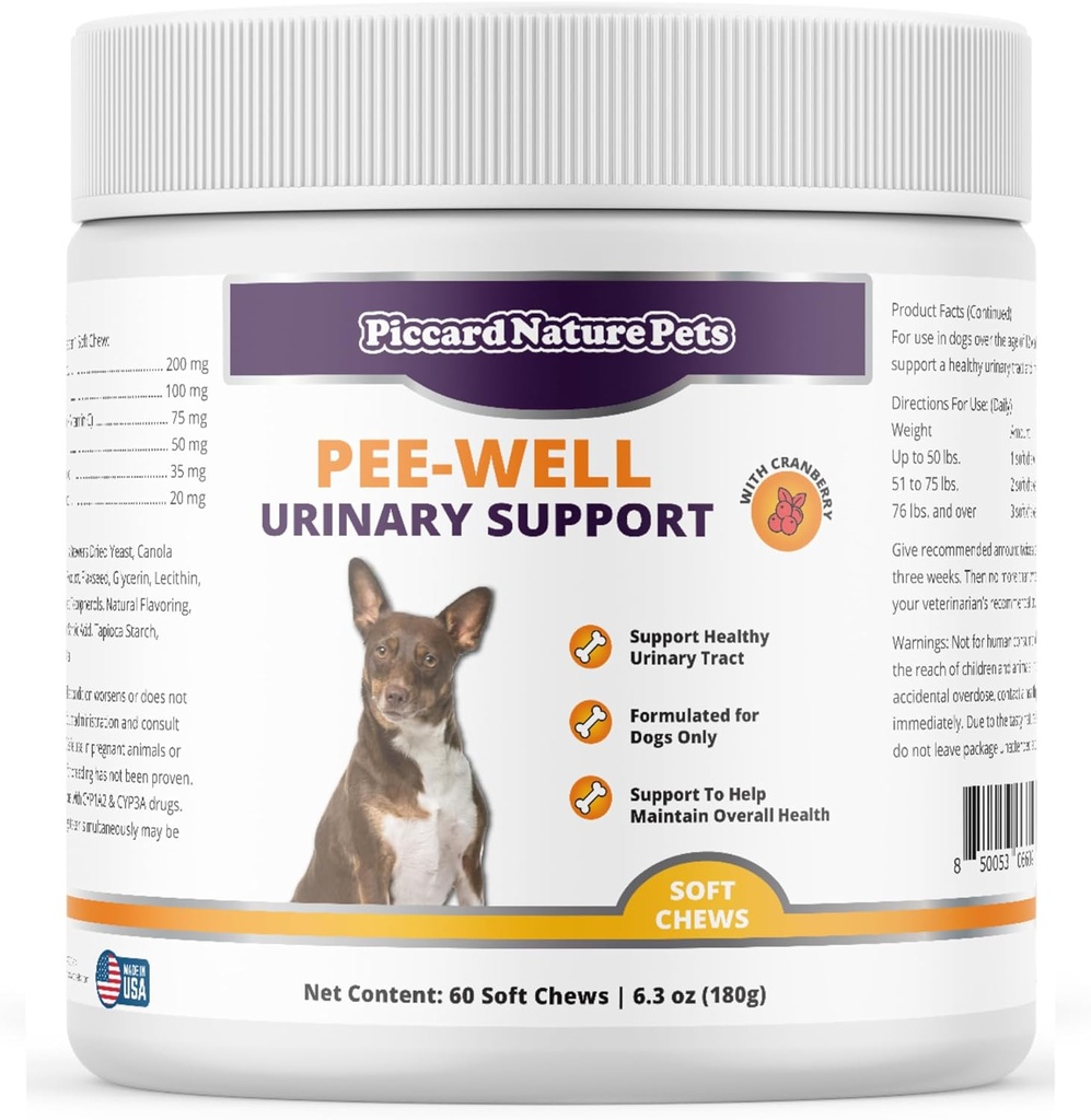 Pee-Well Urinary & Bladder Unterstützung Chews mit Cranberry, fördert Urinary Tract Gesundheit für Hunde, Hilfe Pflege Gesamtgesundheit, 60 Soft Chews