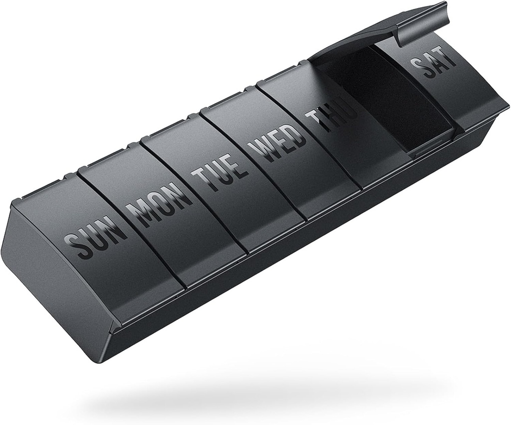 Barhon Pill Organizer Große, Wöchentliche Medizin Pill Organizer, 7 Tage Pillen Box Fall Reisen für große Vitamin-Ergänzungen Fischöl, Schwarz