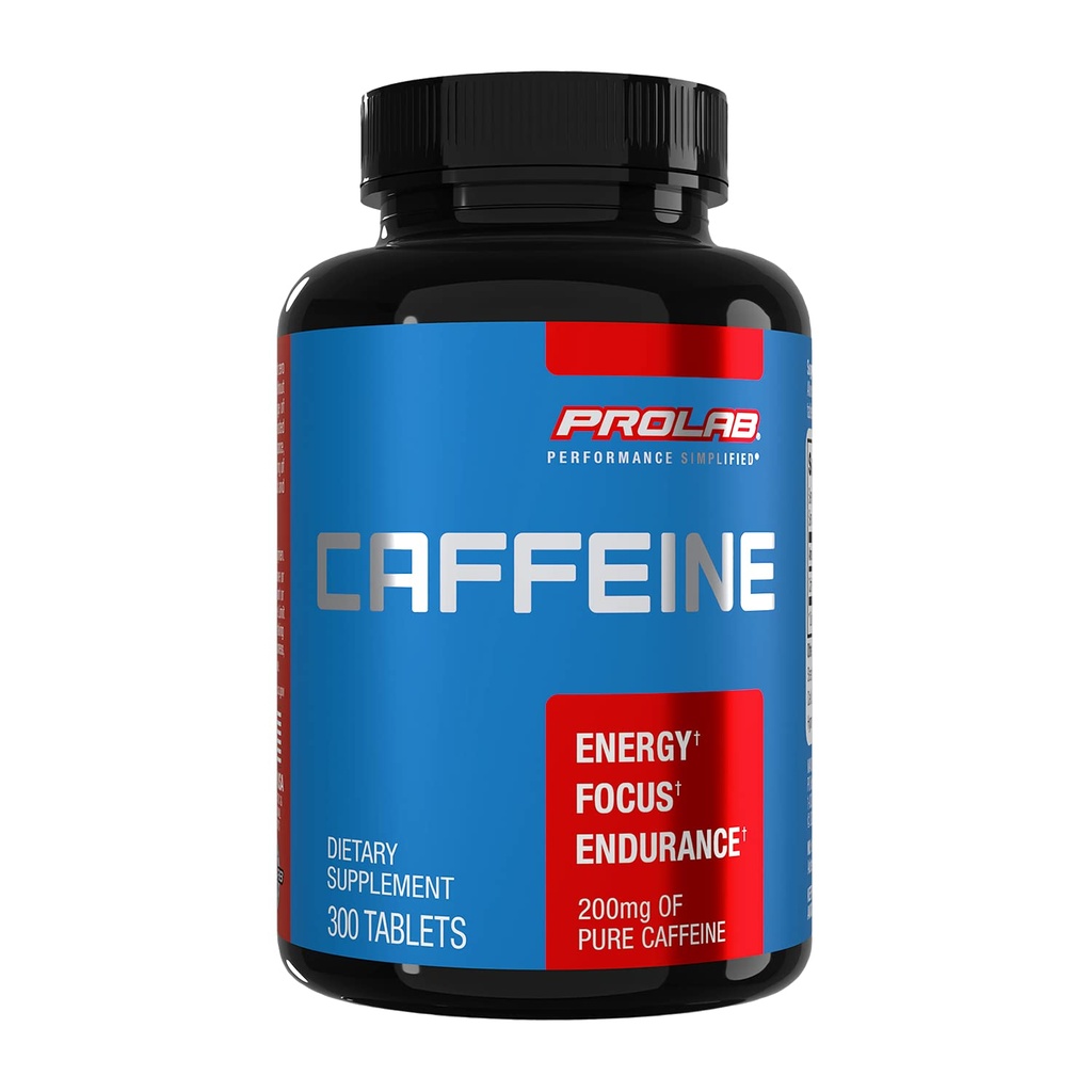 ProLab Koffein Tablets 200mg - 300ct | Energieunterstützung, hilft Endurance & Mental Fokus zu verbessern, Fett zu reduzieren, Pre-Workout, Extra Kraft