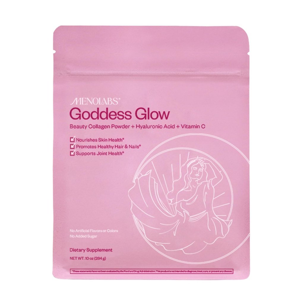 MENOLABS Goddess Glow Collagen Peptides Powder (Typ I, III) - 14 Portionen (280 g) - Menopause Beilagen für Frauen mit Hyaluronsäure & Vitamin C - Unflavored