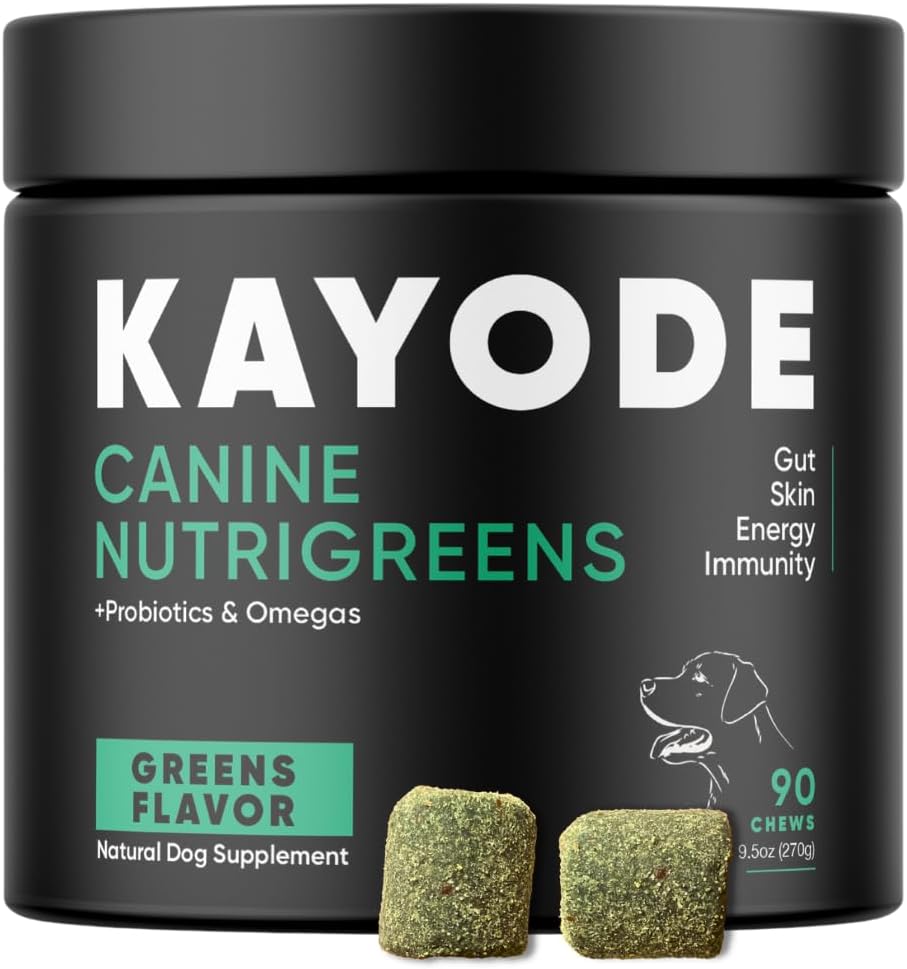 Canine NutriGreens - Natürliche Hunde-Vitamine und Probiotika für Hunde. Inklusive Spirulina, Kelp & Antioxidant Berry Mix. 6-in-1 Hundezusätze & Vitamine Chews. Super Greens für Hunde.