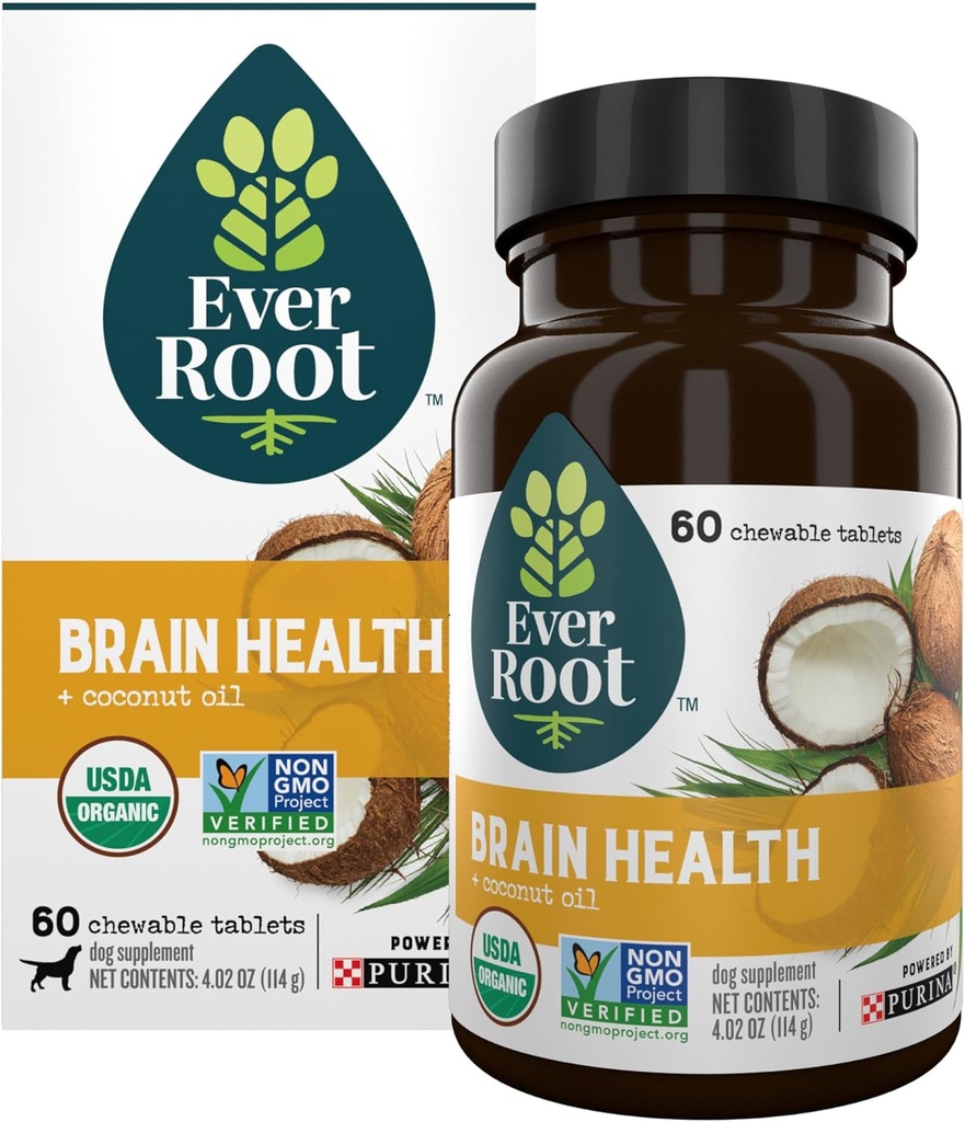 Everroot Hunde-Ergänzungen von Purina Gehirn Gesundheit Kaubare Tabletten mit Kokosöl - 4.02 oz. Canister