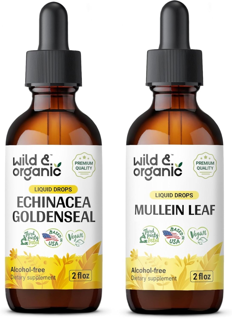 Wild & Organic Echinacea Goldenseal Tinkture 2 fl oz & Mullein Tinktur 2 fl oz