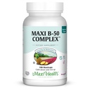 Maxi Health Vitamin B Complex – High Potency B Complex Vitamins B-50 mit B1, B2, B3, B6, B12, Biotin & Folate – Unterstützung Cellular Energy & Mental Clarity – Kosher – 100 Kapseln