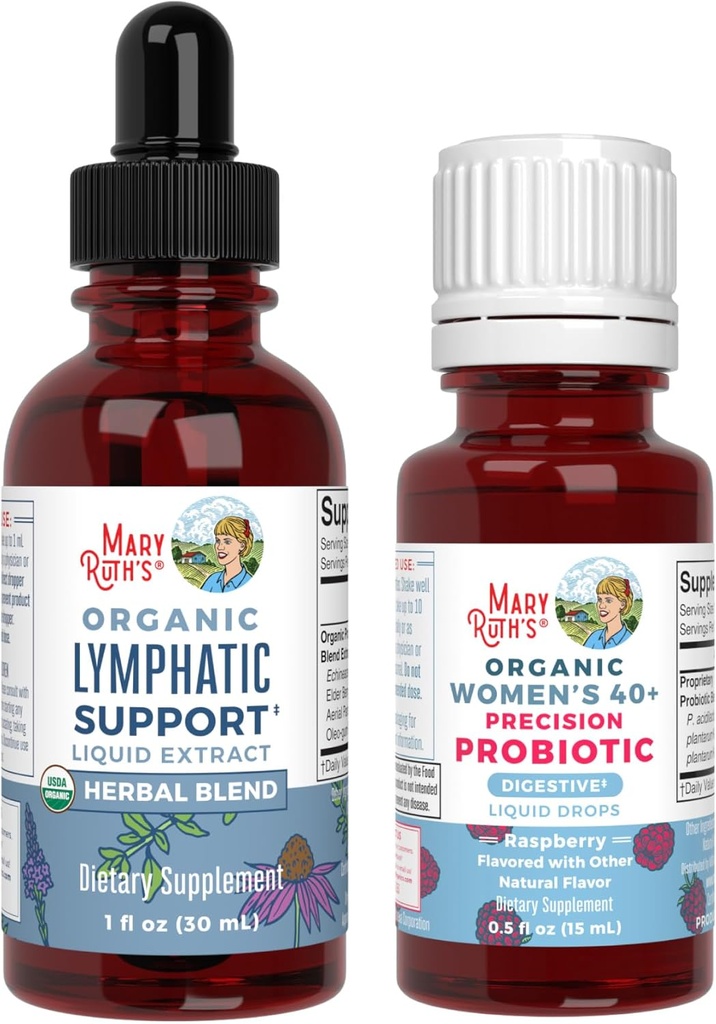 MaryRuth Organics Probiotic Digestion (Raspberry) für Frauen 40+ & Lymphatic Cleanse Drops | USDA Organic, Clean Label Project Verified® | Vitamins for Gut Health and Immunity | Vegan, Gluten Free