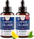 WINDSOR BOTANICALS Flüssiges Kollagen für Frauen und Männer - Haar, Haut, Nägel Vitamine - Lemon Flavor Collagen Peptides Haarwachstumsgetränk - 5.000mcg Biotin, 10.000mcg - US Made - 2x2oz