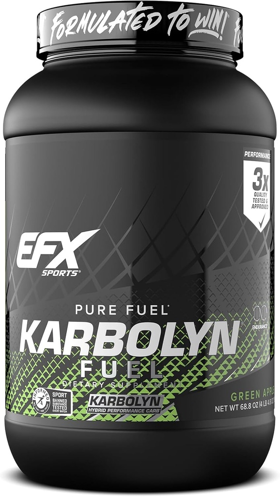EFX Sports Karbolyn Fuel | Fast-Absorbierende Kohlenhydratpulver | Carb Load, Sustained Energy, Quick Recovery | Stimulant Free | 35 Servings (Green Apple)