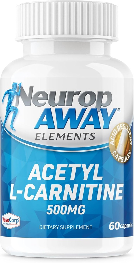 NeuropAWAY Elemente Acetyl L-Carnitin 500mg 60ct Kapseln (60 500mg Kapseln pro Flasche) Veggie Caps Third Party Getestet Made in USA