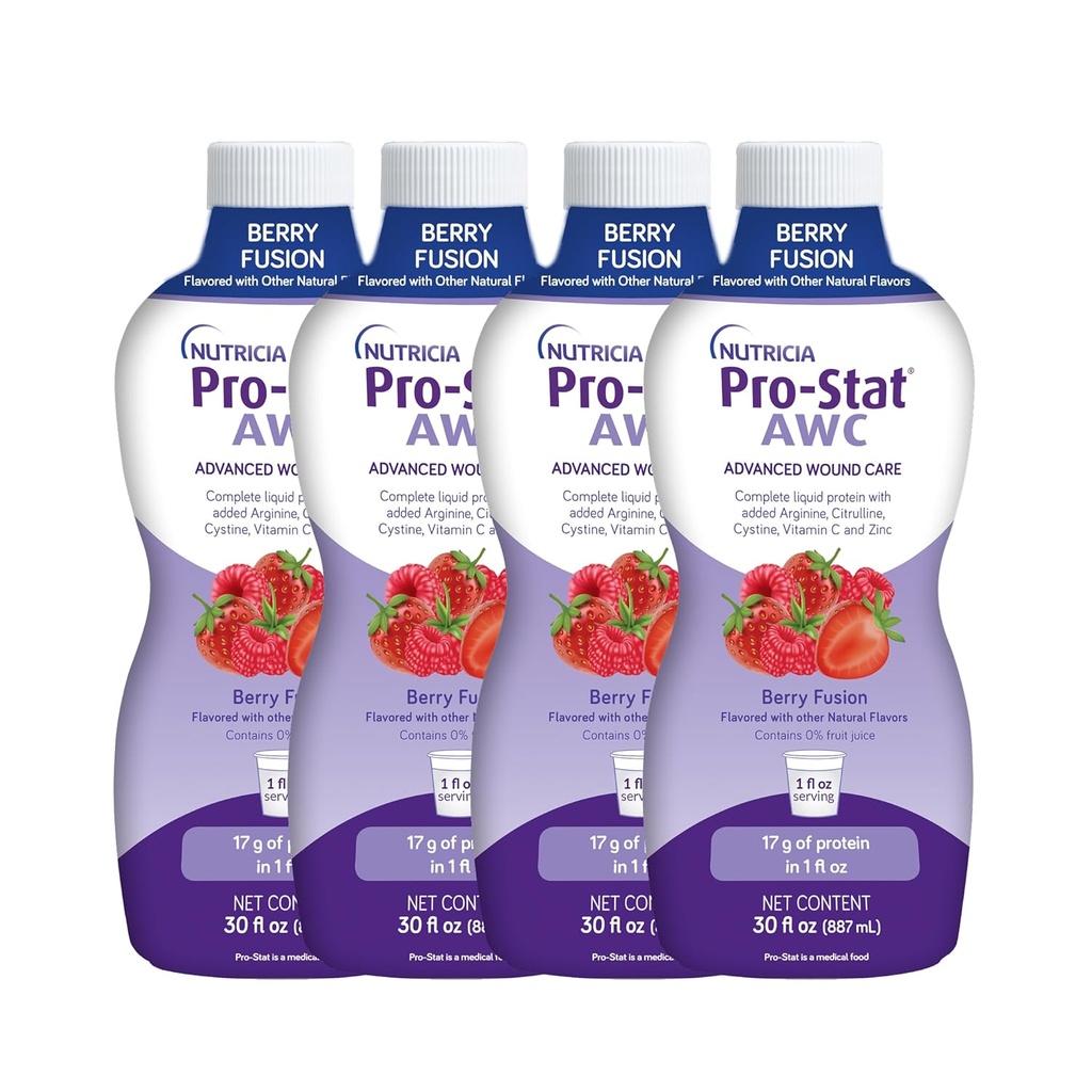 Pro-Stat Advanced Wound Care (AWC), Concentrated Liquid Protein Medical Food - Berry Fusion Flavor, 30 Fl Oz Flasche (Sache 4)