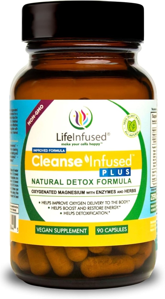 Life Infused Cleanse Infused Plus - Premium Natural Colon Cleanser mit sauerstoffhaltigem Magnesium, Kräutern und Enzymen, hilft, die Verstopfung zu lindern, entgiftet Blut, Colon, Leber und Nieren (90 Caps)