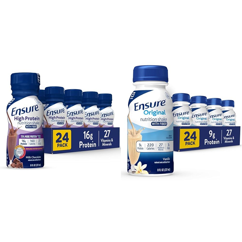 Vergewissern Sie sich High Protein Nutritional Shake mit Fiber & Ensure Original Vanilla Liquid Nutrition Shake mit Fiber | glutenfrei Meal Replacement Shake | 24 Pack | Flasche