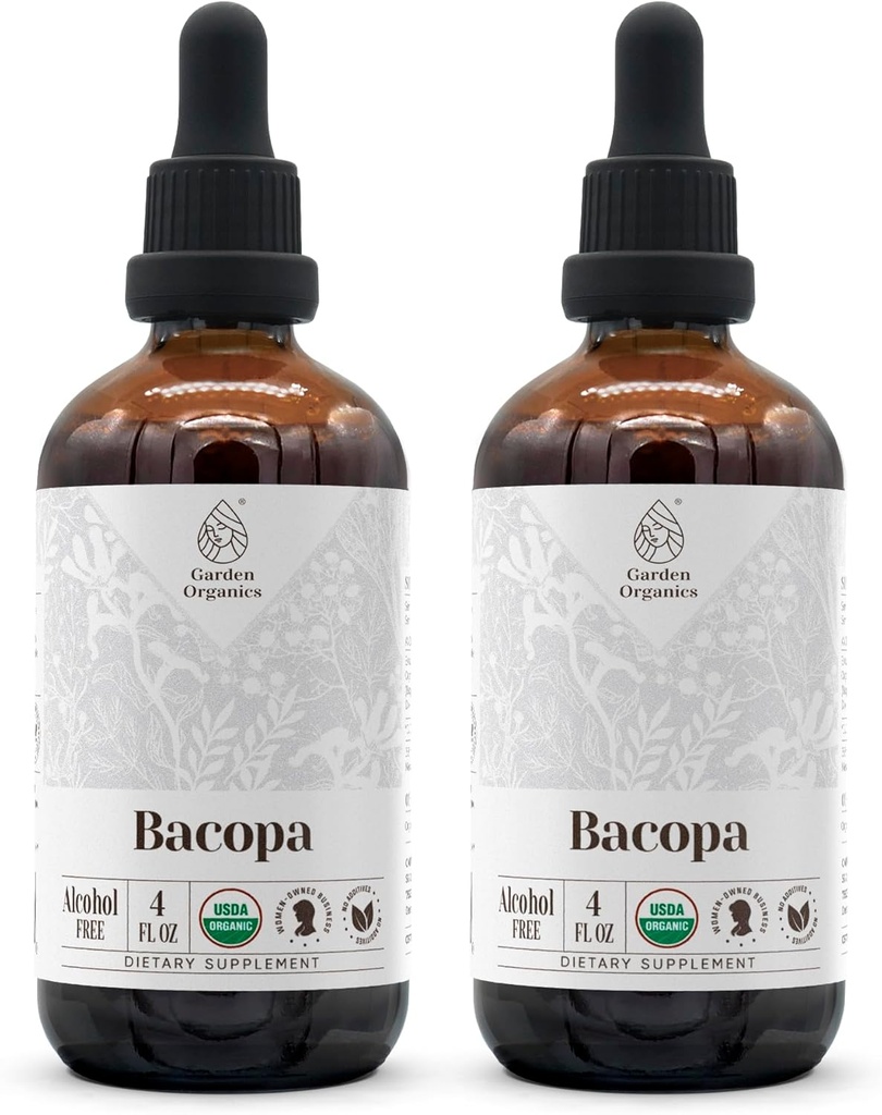 Bacopa USDA Organic | Alkoholfreier Extrakt, Bio Kräutertropfen, Ergänzung, Entspannung, Positive kognitive Wirkung | Tinkture Herb 2x4 oz