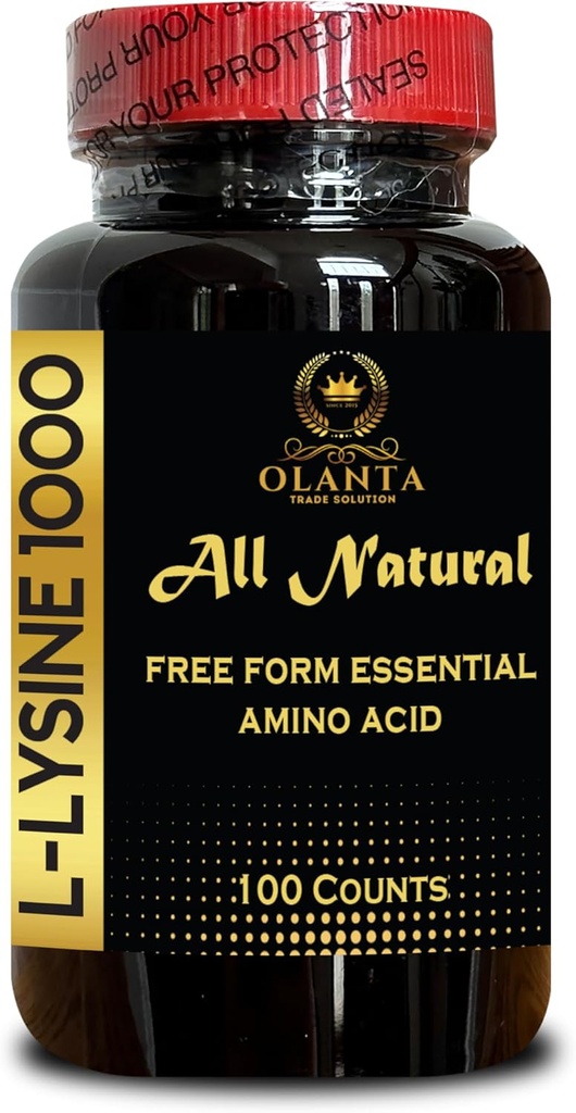 L-LYSINE 1000 mg freie Form Aminosäure essentiell - Unterstützungsergänzung für Haut reine Lysin Ergänzung Ergänzungen für Leistung, Muskelwachstum & Erholung - 1 Flasche 100 Zähler