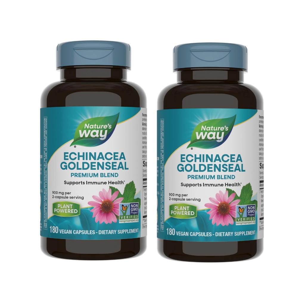 Nature's Way Echinacea Goldenseal - 900 mg Echinacea 7 Kräutermischung pro 2-Kapseln-Versorgung - Für Immununterstützung* - Mit Cayenne Pfeffer, Gentian & Burdock - Glutenfrei - 180 Vegan Kapseln (Pack von 2)