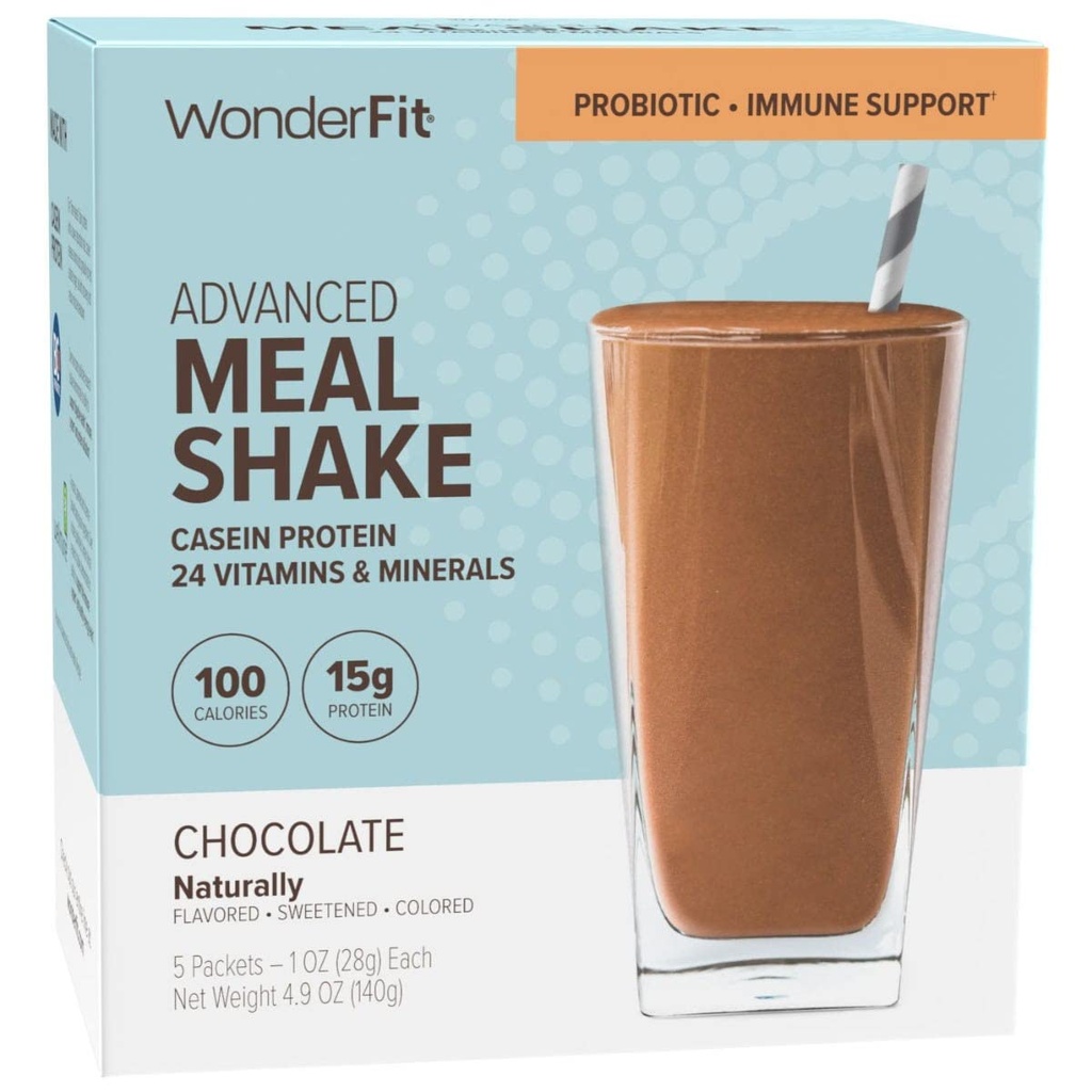 WonderFit von WonderSlim Protein Meal Replacement Shake, Schokolade, Probiotic & Immune Support, Glutenfrei (5ct)