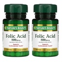 Nature's Bounty Folic Acid 800 mcg Vitamin Supplement Maximale Stärke - 250 Tabletten, Paket von 2