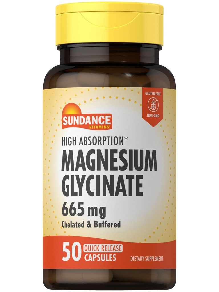 Sundance Magnesium Glycinat Kapseln | 665 mg | 50 Schnelle Veröffentlichung Pillen | Non-GMO und glutenfreie Ergänzung